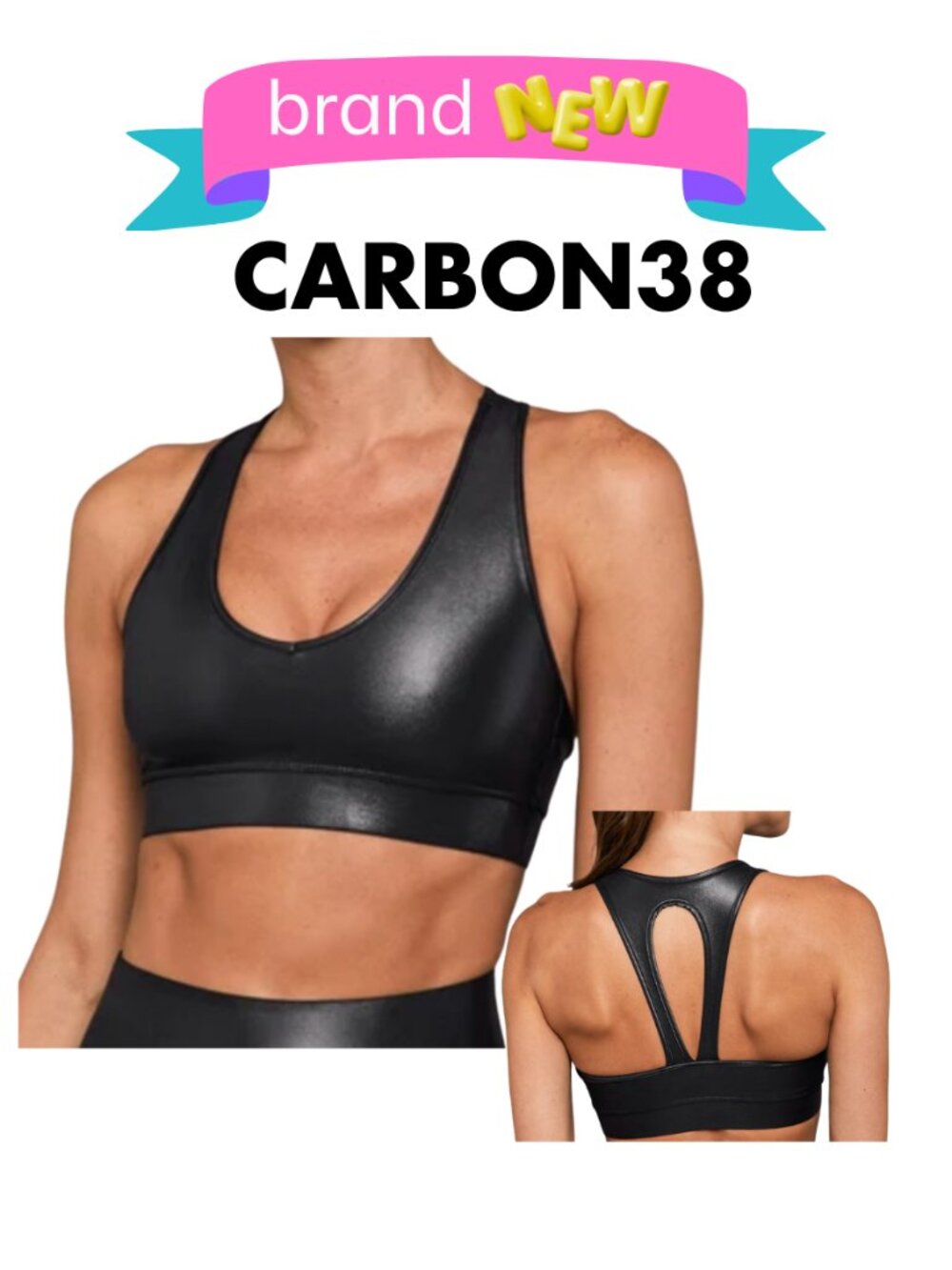 CARBON38 Action Bra 2.0 in Takara Shine Black Size S